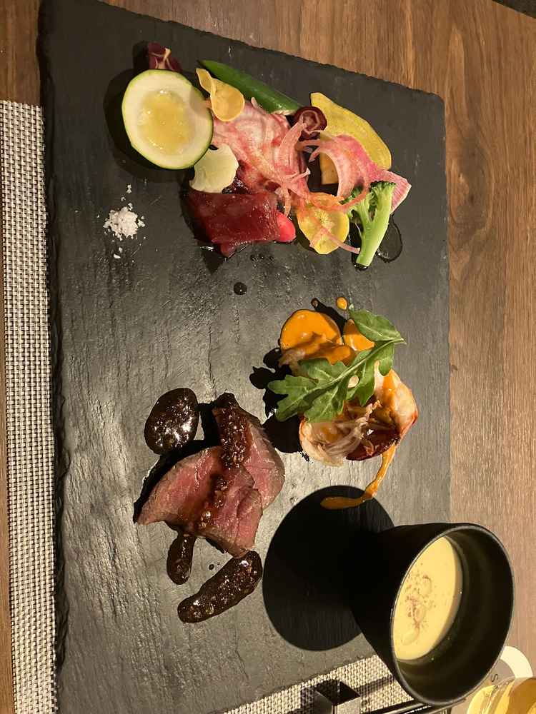 試食したお料理。とても美味しかった。また色合いもおしゃれで華やか。