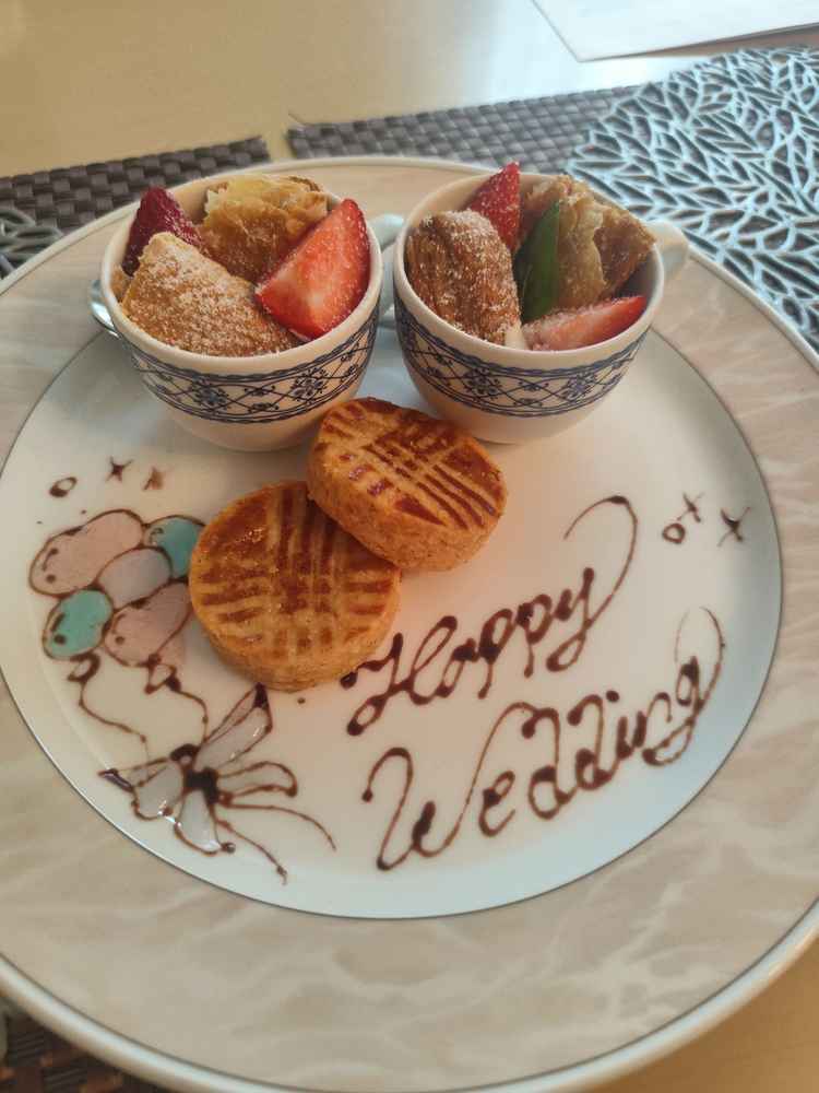 試食会のデザート。食事は人によって好みがあると思うので、しっかり試食をしたうえで判断したほうがいい