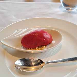 デザートはソルベ。メインのお肉を食べた後に口の中を爽やかにしてくれました。
