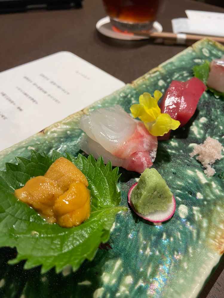 試食の刺身の盛り合わせです。すごく美味しかったです。