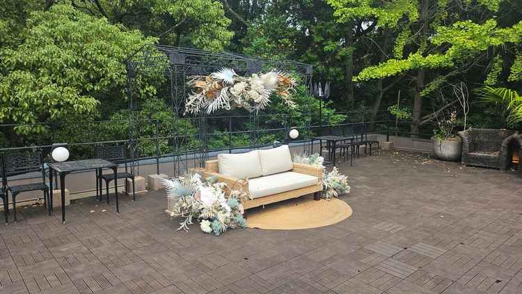 フォトスペース　ここで式場の方が写真を撮ってくださるそうです。