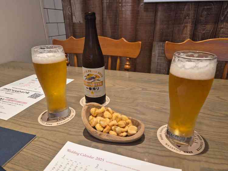 商談でビールを提供してくださいました