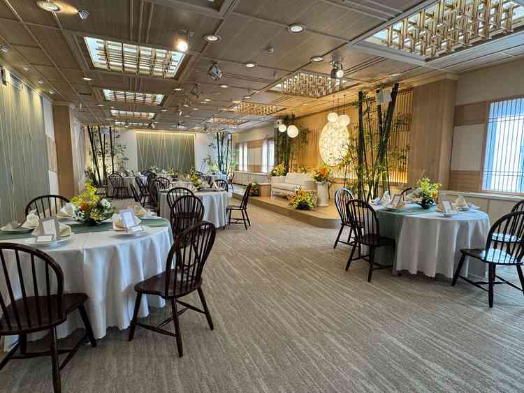 披露宴会場：棗 竹の装飾が素敵でした