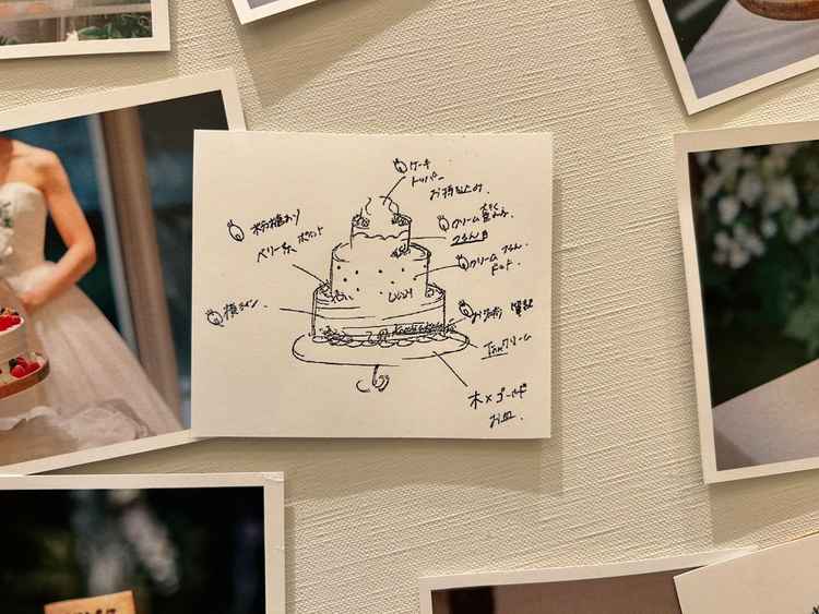 デッサン段階から自分の好きなウェディングケーキを作れる。