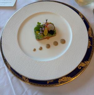 試食させていただいた料理の前菜です。庭園をイメージしたオードブルです。