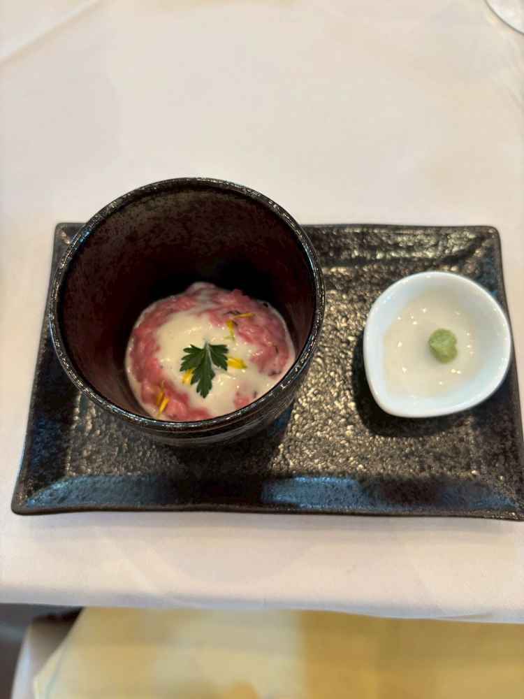 料理の写真。しば漬けのリゾットがおいしかったです。