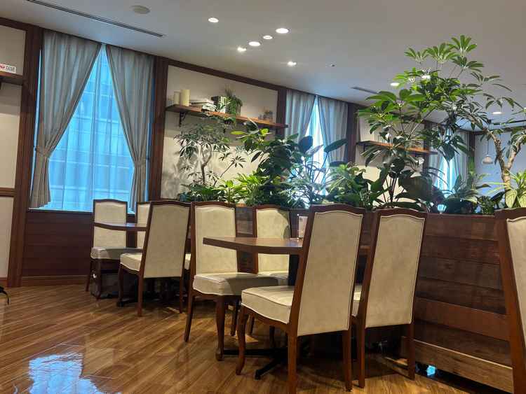 サロン席です。中央のグリーンは本物で、スタッフがお世話しているそうです。