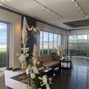 披露宴会場。天井のファンが少し気になったが景色が最高すぎる。