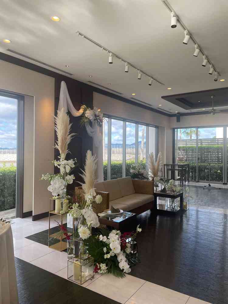 披露宴会場。天井のファンが少し気になったが景色が最高すぎる。