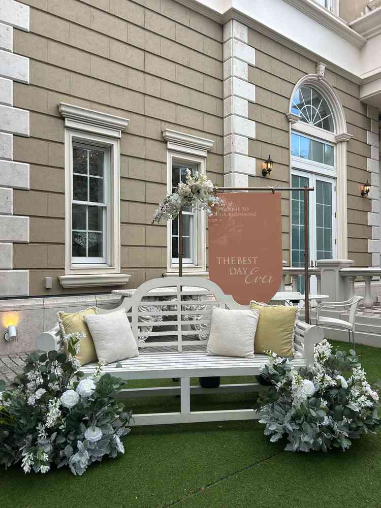 ウェルカムスペースの写真。ゲストのみんなにも写真を撮りたくなるような素敵なスペースでした。