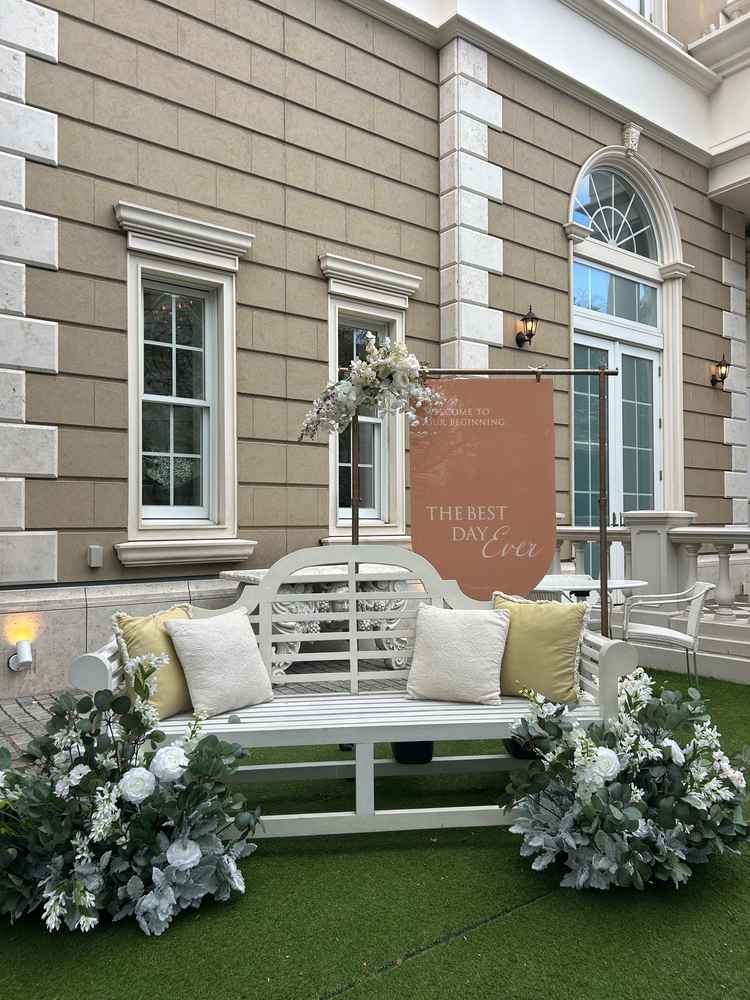 ウェルカムスペースの写真。ゲストのみんなにも写真を撮りたくなるような素敵なスペースでした。