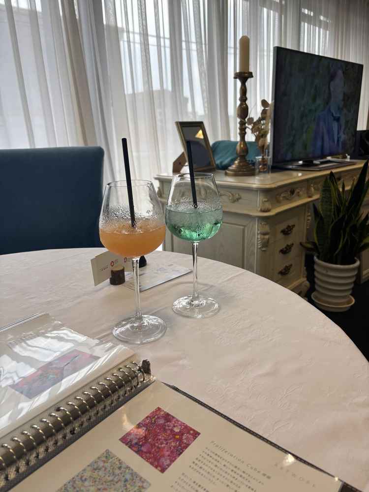 ウェルカムドリンクはおしゃれなものを出してくれてテンションが上がりました。