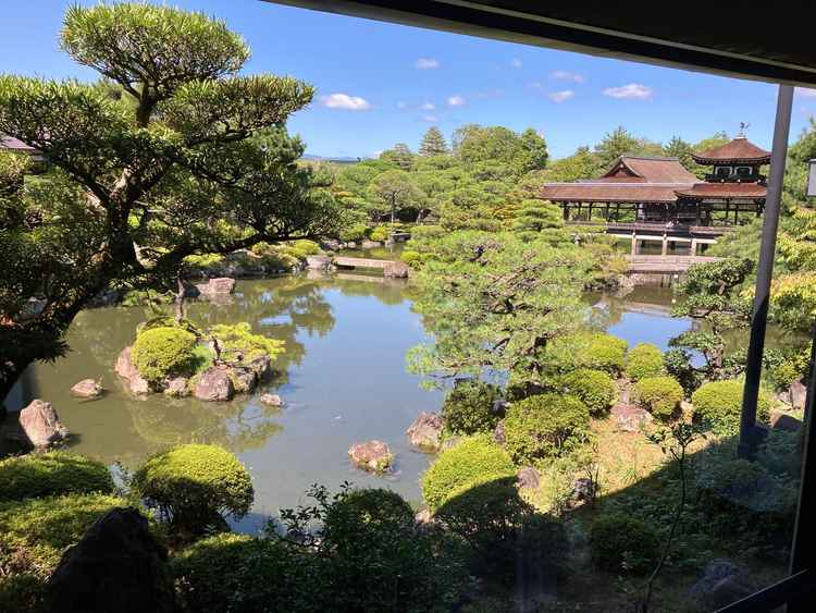 披露宴会場から見た庭園。緑が綺麗。