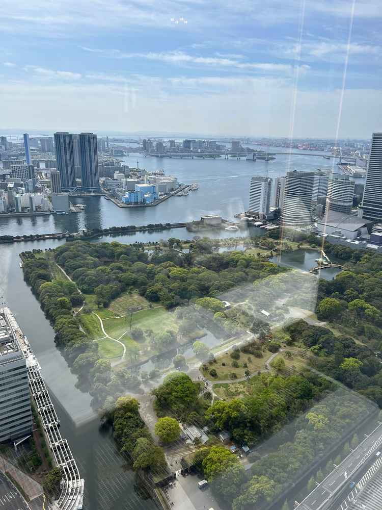 ウェイティングルームからの景色です。浜離宮が見えます。