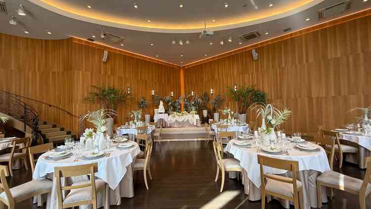 最上階の披露宴会場のハリウッドスイート。ガーデンはないものの、屋上からの景色で差別化されていた。