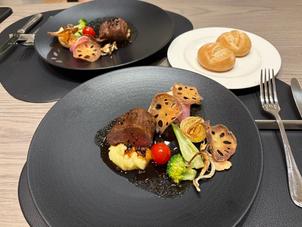 試食のメイン料理。お野菜もお肉もとても美味しく感動しました。