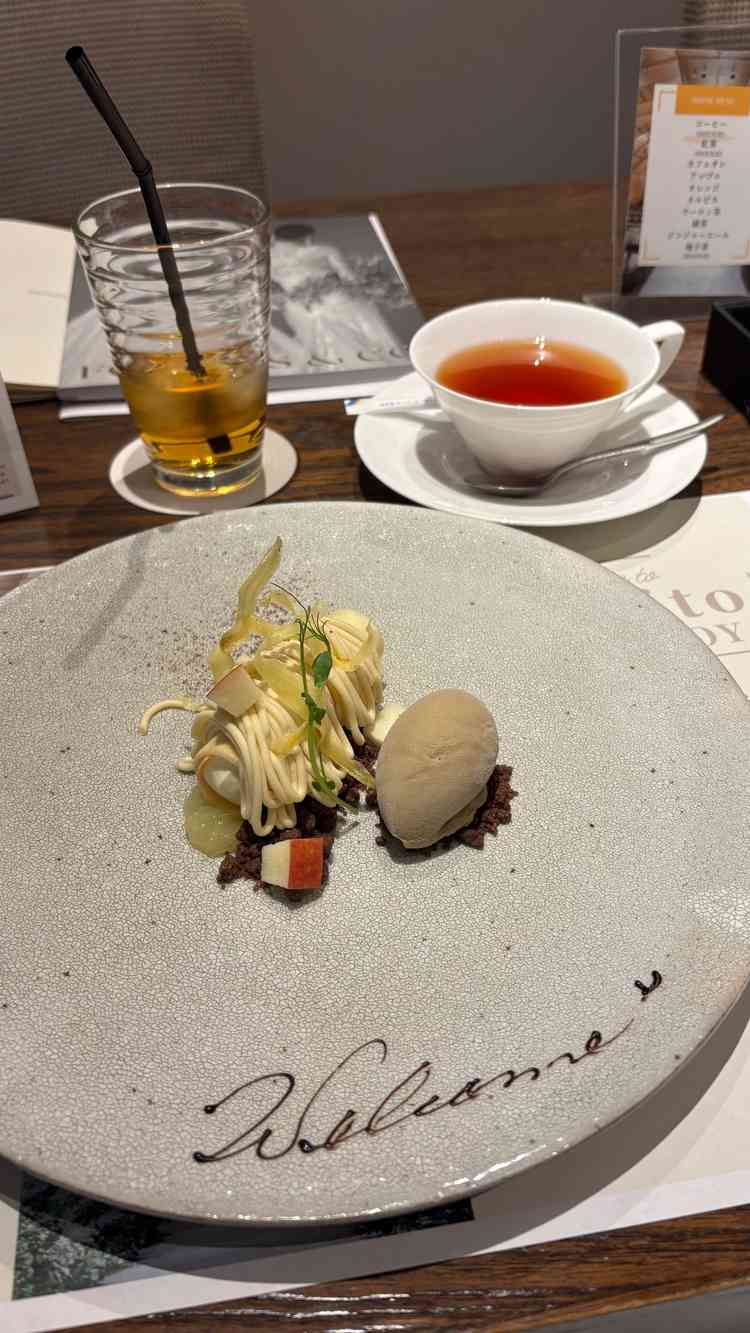 試食内容② デザートはさつまいもとりんごのモンブランでした。甘味のバランスがとてもよかったです。