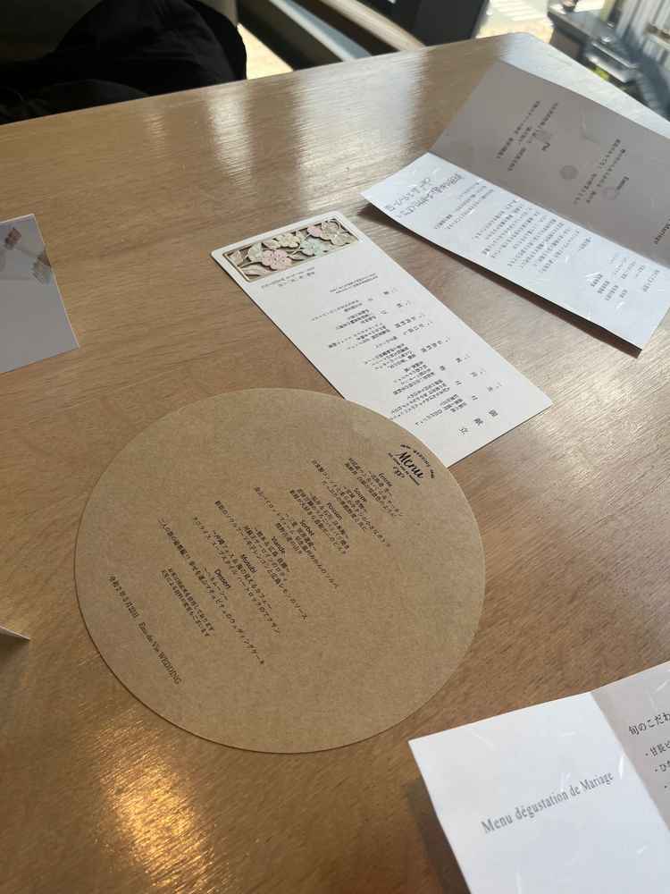 お品書きの写真。料理をコーディネートできることが良かった。