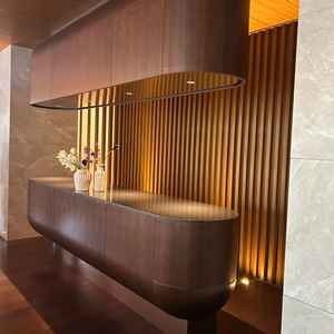 受付は洗練された雰囲気でお洒落でした。綺麗なライティングも素敵でした。見たことない受付のデザインでし