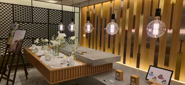 ウェルカムスペースはベースの装飾と十分な広さがあった