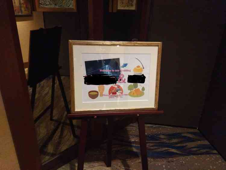 来館時に書いたプロフィールから、試食会場の前に即興のウェルカムボードを作ってくれていて感動しました。