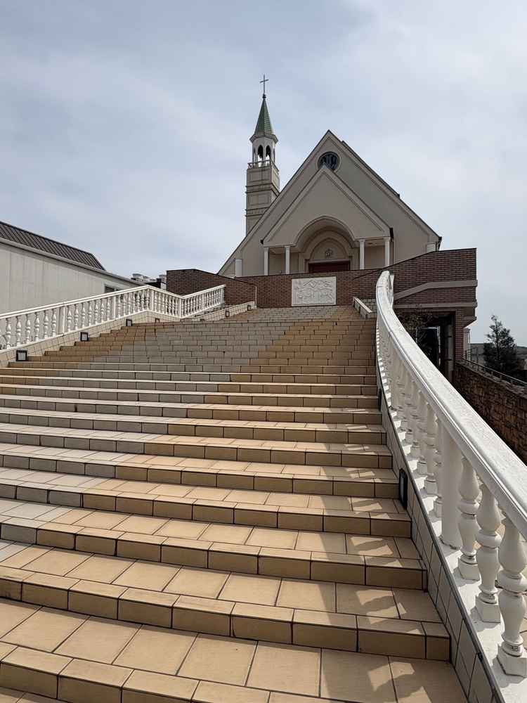 挙式後の大階段。下から見ると圧巻されました。