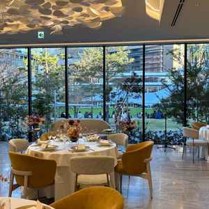 披露宴会場。高そうな素敵椅子が最高。グラングリーンは午前中なら休日でも人が少ないらしい。