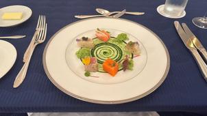 冷製オードブル試食の写真。魚の味が引き立つ味付けでとても美味しかったです。