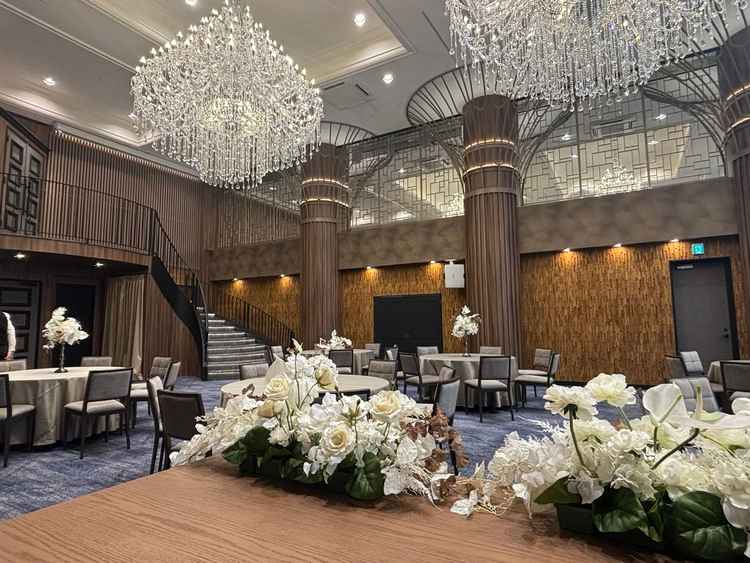 最近リニューアルされた披露宴会場。シックな雰囲気で良かった