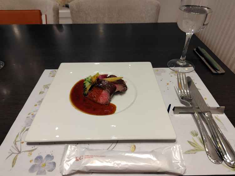 試食させて頂いた牛肉。ソースもとても美味しかったです。