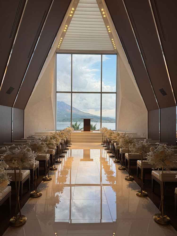 桜島が綺麗に見えるチャペル