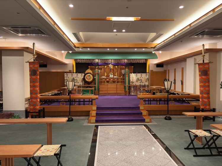 挙式会場の幸福殿。収容人数が多く、空間が広いため、開放感があって素敵でした。