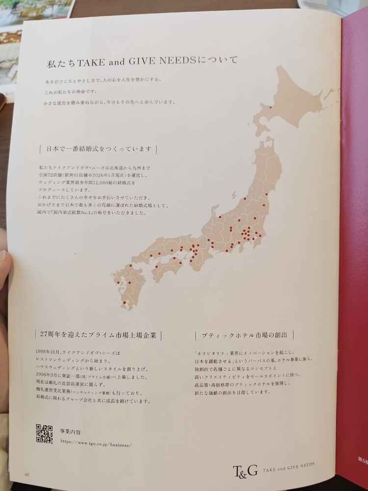 全国のグループ会社の位置　　※挙式実施中のため、打ち合わせスペース以外の撮影禁止。