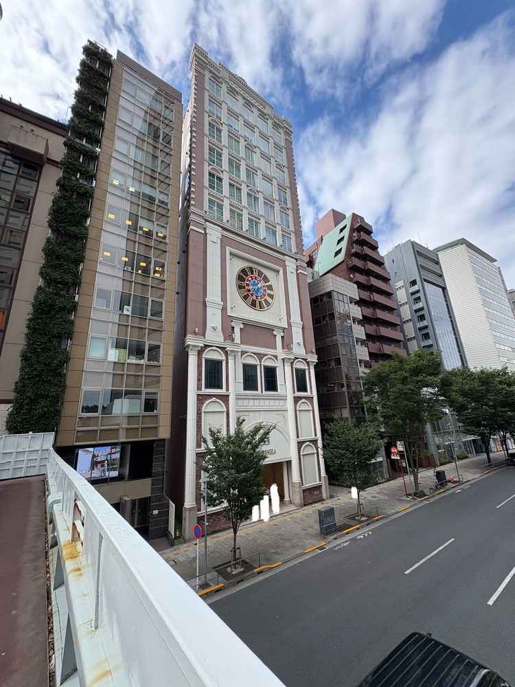 外苑前4A出口を出てすぐの歩道橋から見た外観