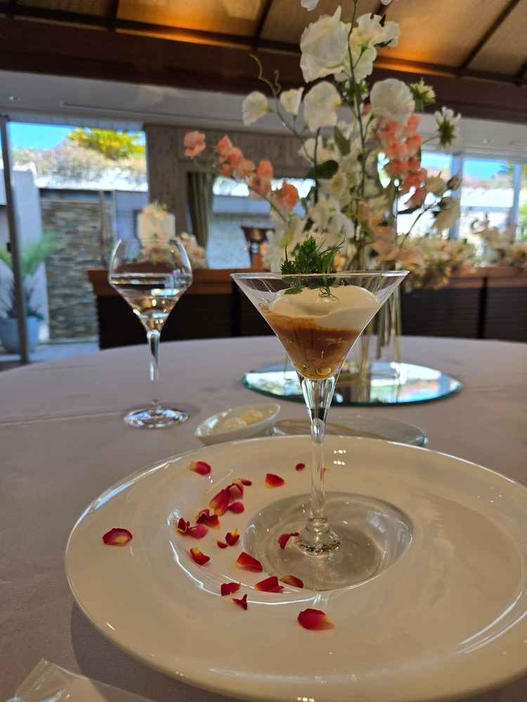 試食会のお料理。1皿でいろんな味に変化して、見て楽しめて食べて楽しめる素敵なお料理でした。