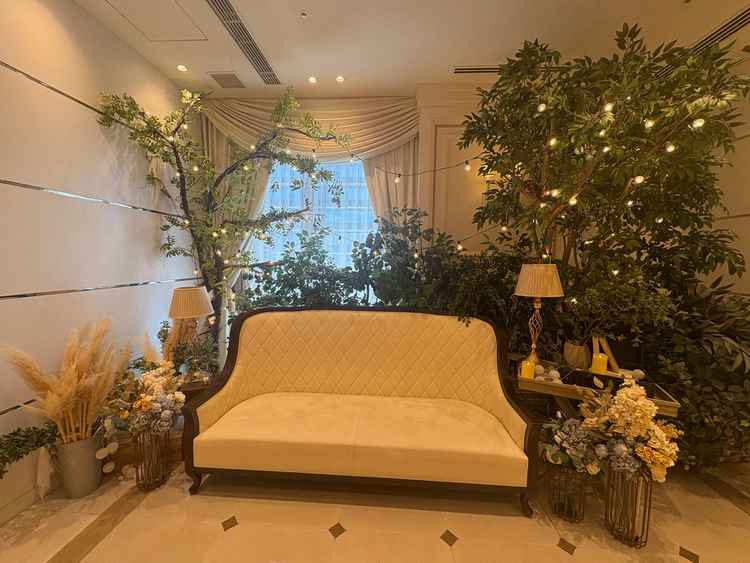 披露宴会場とロビーの間に、写真スポットがあり、装飾もとても素敵でした。