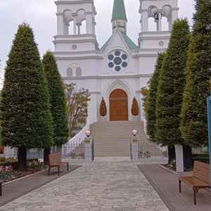 式場の外観です。夜になるとライトアップされていました。