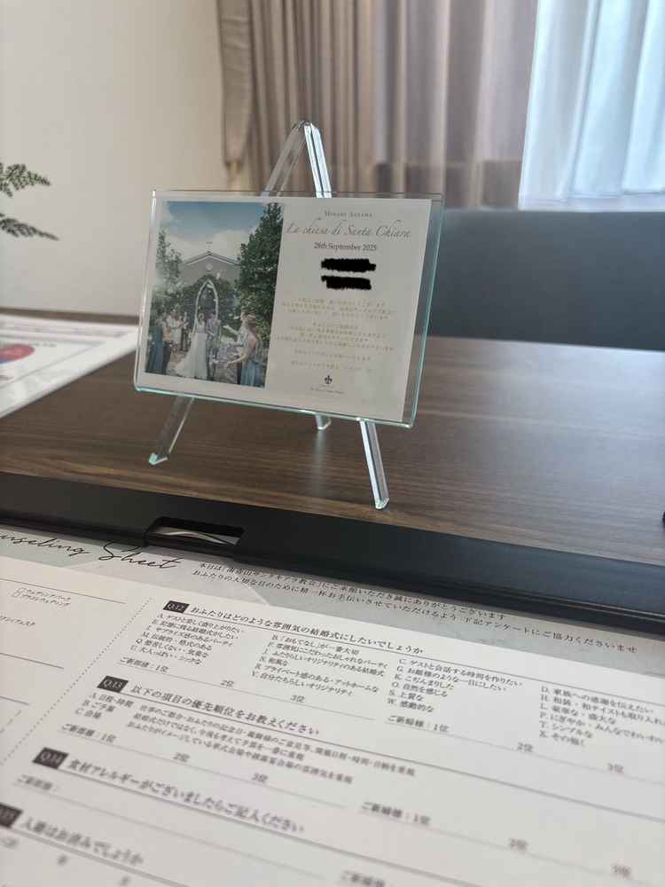 初めにアンケートを書いてそれを元に色々プランナーの方から説明を受けました。