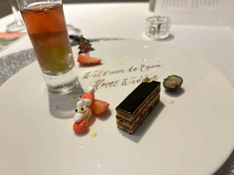 試食会のデザート。季節に合わせており、当日は可愛いサンタの飾り付けで見た目も楽しめました。