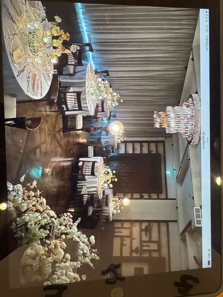 実際の披露宴会場の様子（キャンドルライトの装飾）