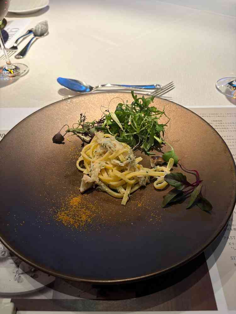 試食のズワイガニとシイタケブラザーズのしいたけのパスタが最高でした。食材へのこだわりが感じられます。