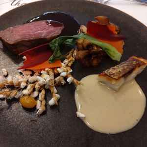 試食でいただいた料理。彩りはいいが味はそこまででした。