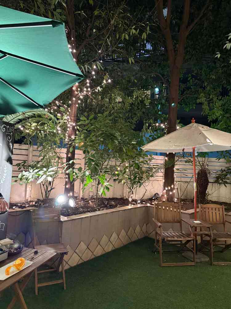 待合室ロビーの横にはちょっとした中庭があり、高い木で囲まれているのでプライベート感があり素敵でした