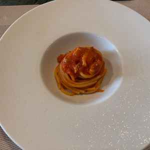 コースの試食。イタリアンならではのパスタ。麺がもっちりしていて美味しい。