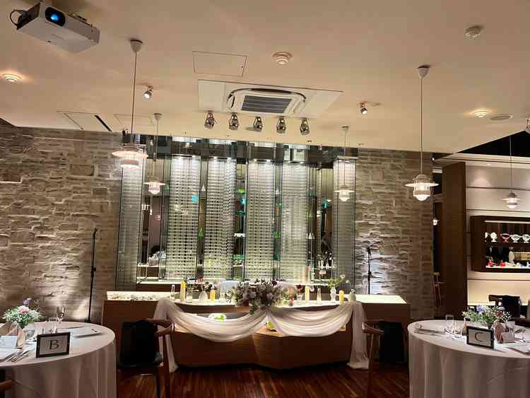 40名くらい入る披露宴会場の高砂です。