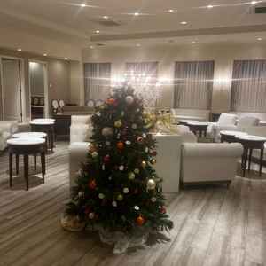 待合室の写真です。時期的にクリスマスツリーが飾ってあり、可愛らしかったです。