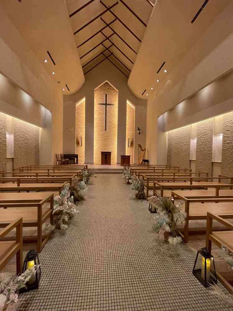 高さ20mのチャペルは拍手が響いてよかった