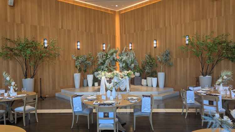 ハリウッドスイートという披露宴会場。比較的少人数の披露宴で利用するかた多いらしい。