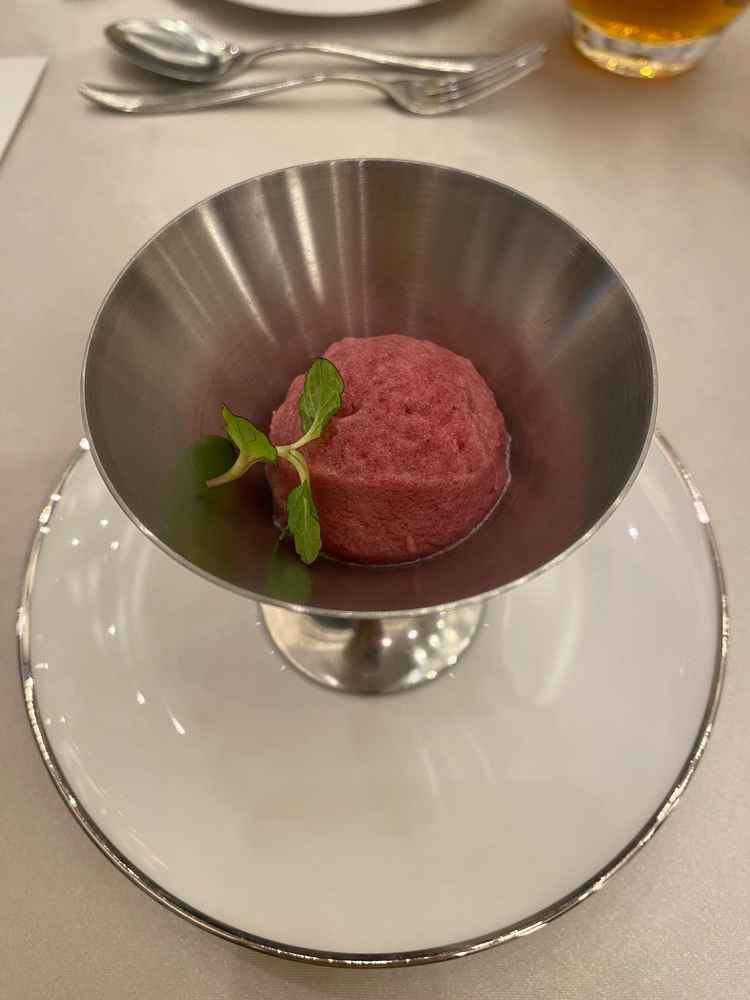 お口直しはだいたいレモンのグラニテなので、これまでと違ってよかった。味が濃くて美味しかった！