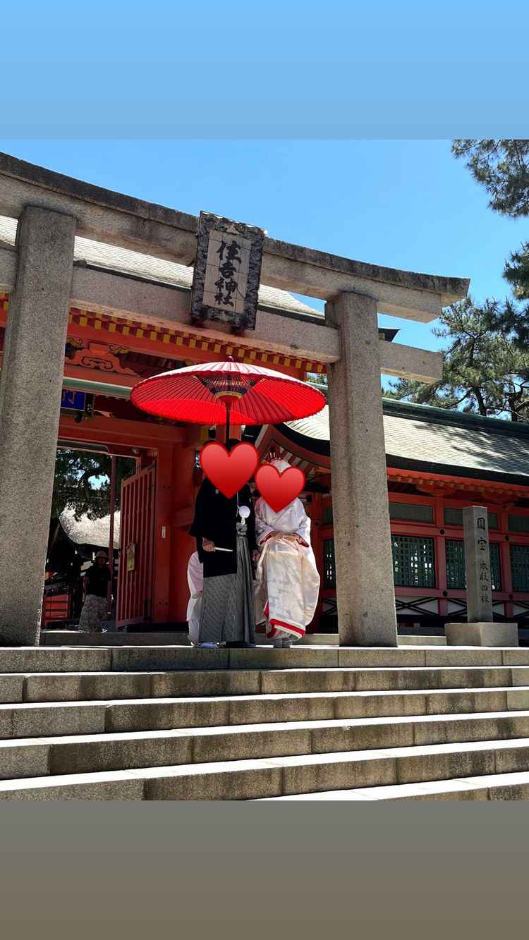 住吉大社の鳥居前での撮影